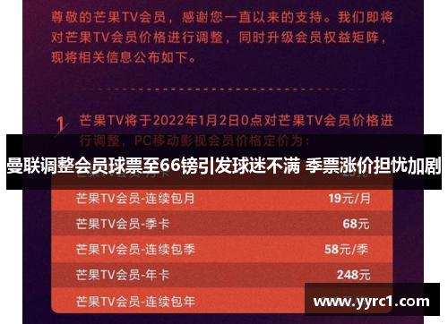 曼联调整会员球票至66镑引发球迷不满 季票涨价担忧加剧